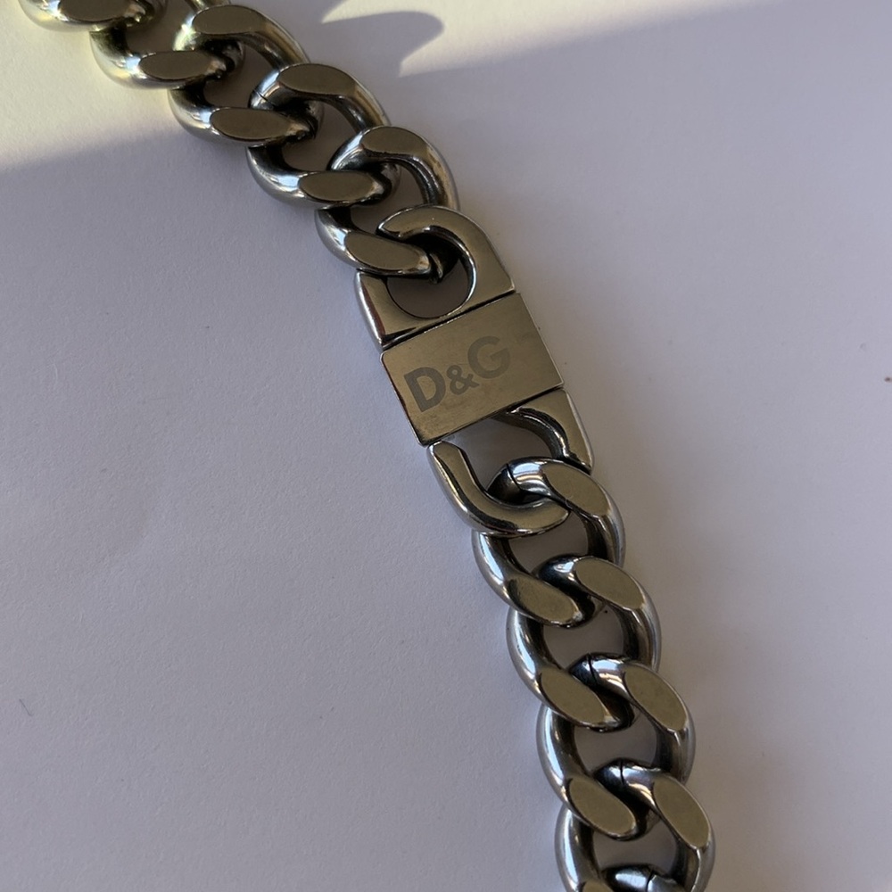 D&G/Dolce&Gabbana Silver Logo Plaque Necklace, Never worn - Picture 8 of 12